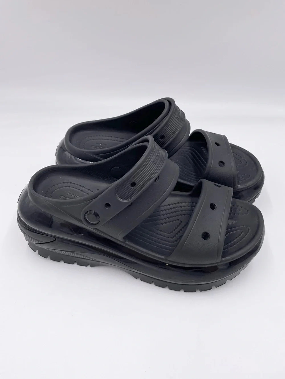 Crocs Classic Mega Crush Platform Wedge Sandals Black Women's Size 9 Men's 7